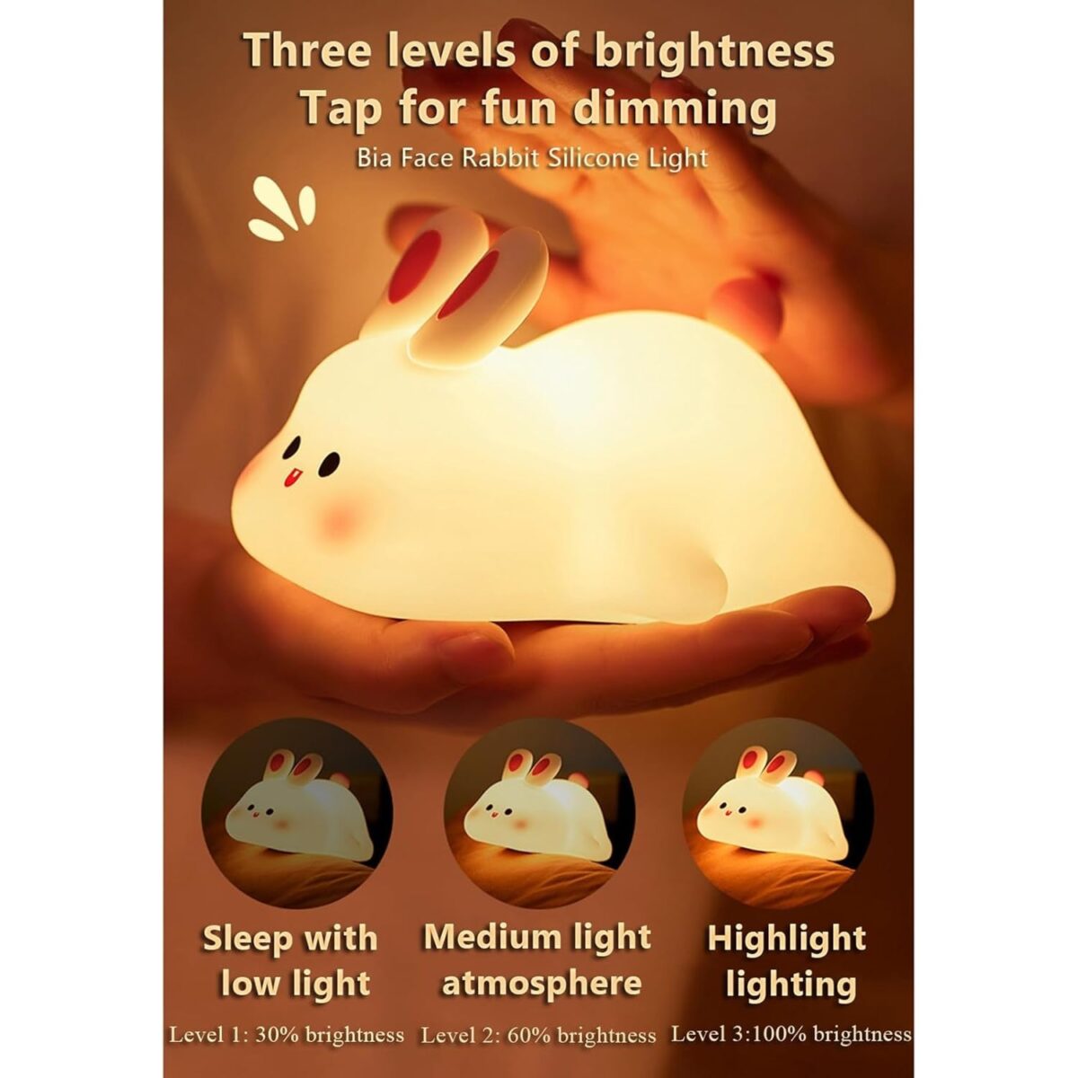 Silicone Rabbit & Panda Night Lamp – Soft Touch LED Light for Kids, Nursery & Home Décor - Image 3