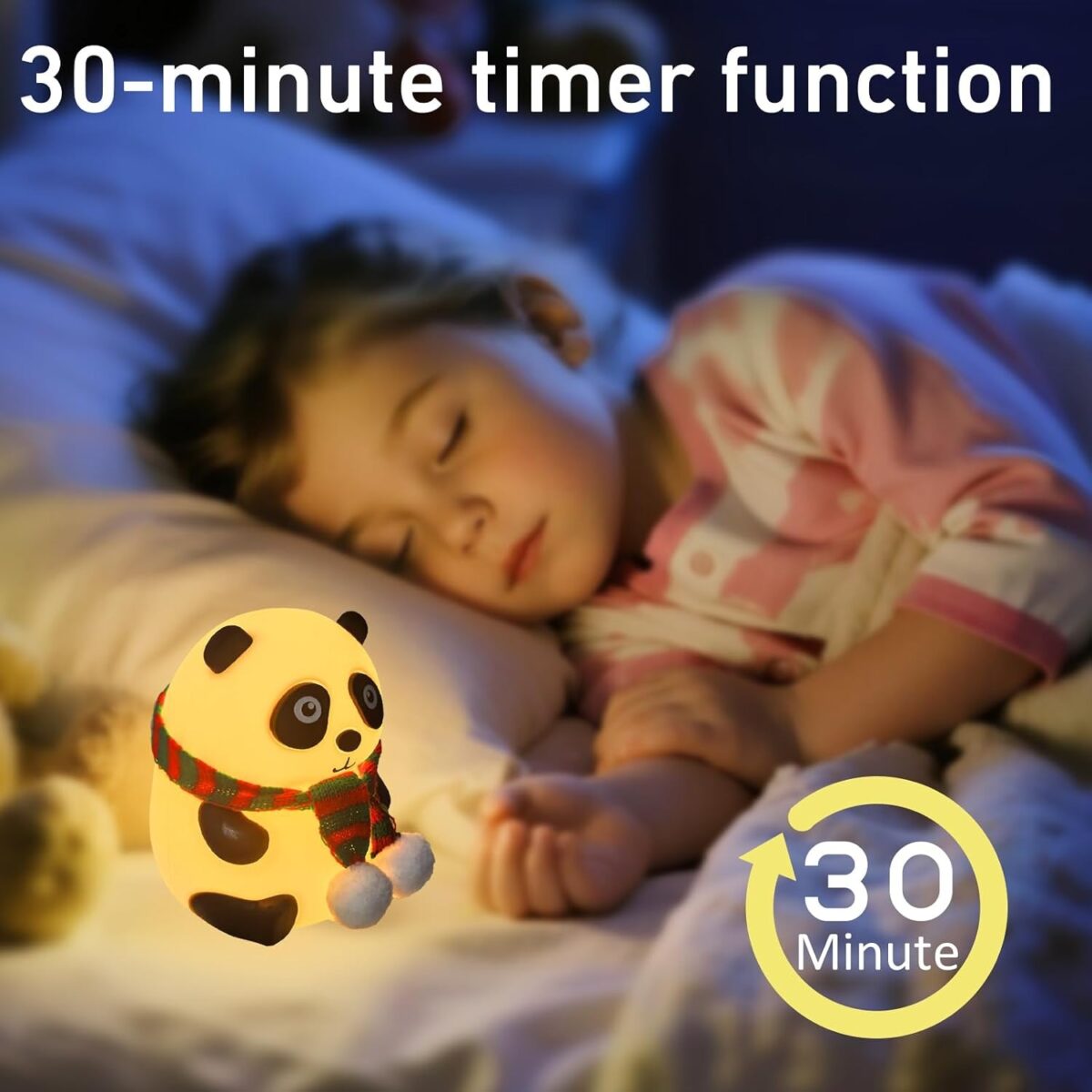 Cute Panda Night Light, LED Soft Clay Novelty Animal Night Light with 7 Color Modes, Soft Silicone Dimming for Decoration (Panda) - Image 4